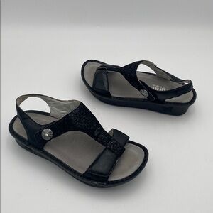 Algria Stylish Black Sandals leather women 38 casual office retro Y2K